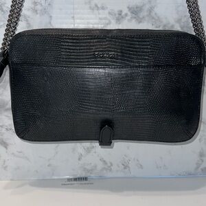 VTG 2013 Coach Poppy Flight Bag in Black Python‎ Embossed Leather Verifi…